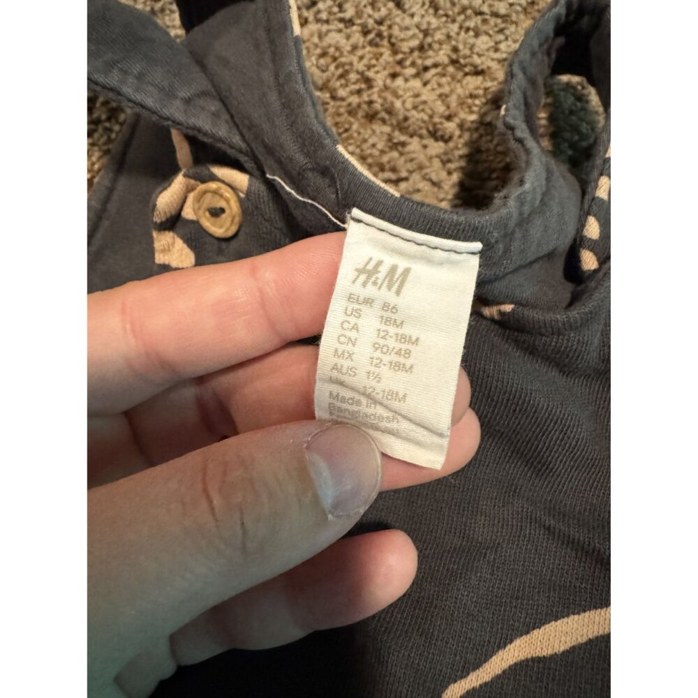 H&M Overalls 12-28 Months Dinosaur Adjustable Strap Gray - Picture 4 of 4